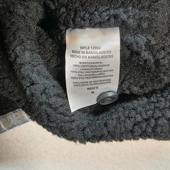 The American Outdoorsman Men's Fleece/Sherpa Lined Flannel Shacket Blue M New - Picture 5 of 8